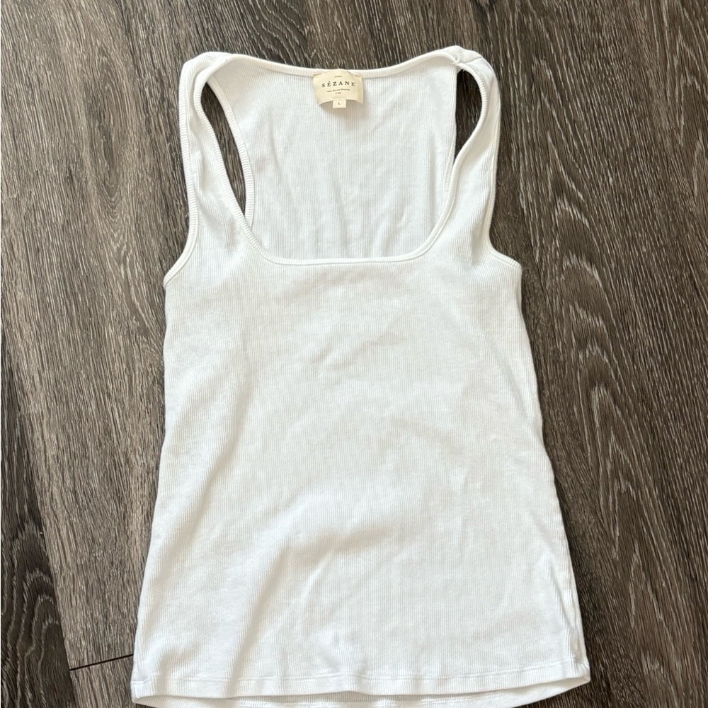 Sezane Classic White Tank Top